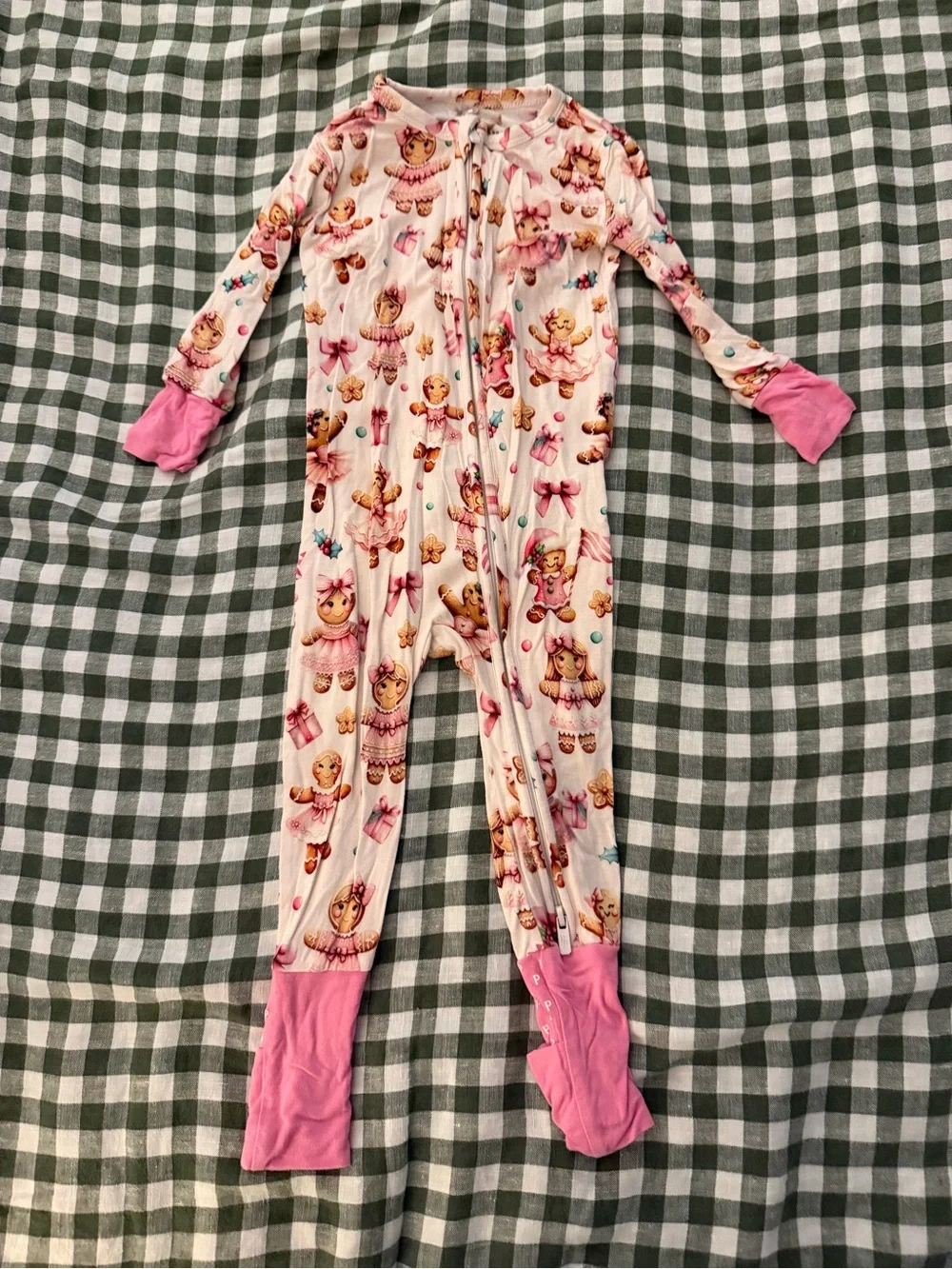 Posh Peanut Gingerbread Print Kids One-Piece Pajamas